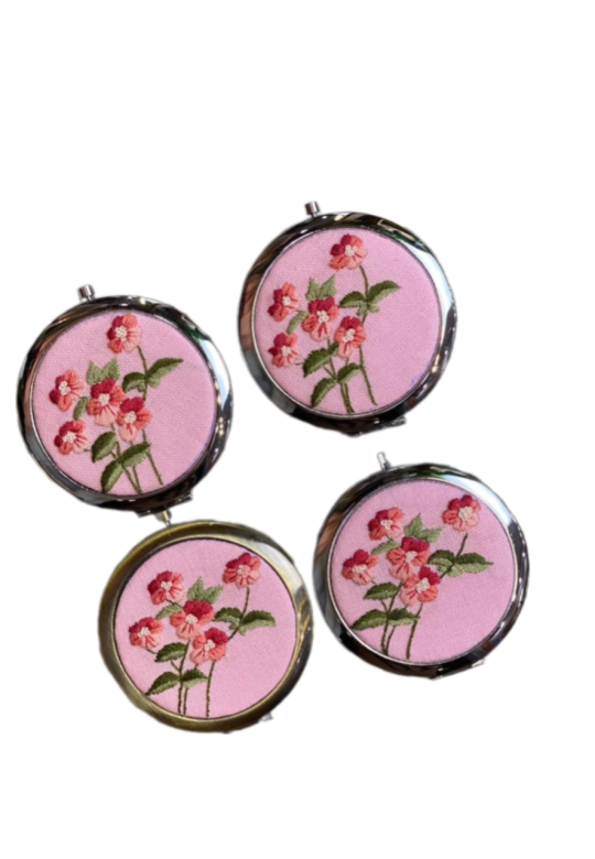 Hand Embroidered Mirror flowers